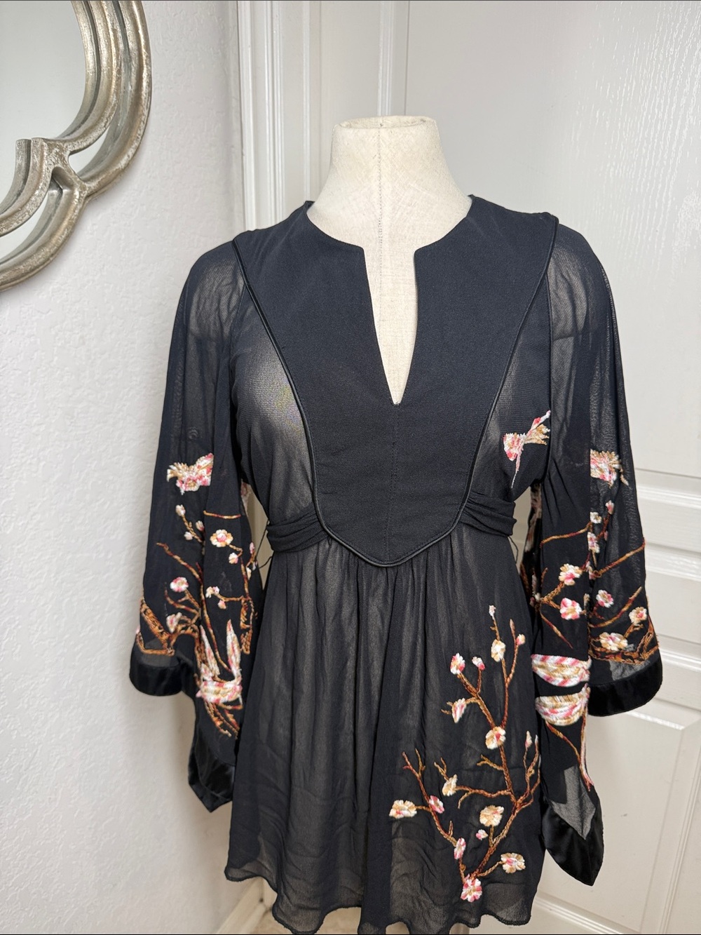 Express Y2K black mesh top